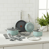 Ceramic Inspire Non-Stick Cookware Set, Dishwasher & Oven Safe, Mint, 12-pc
