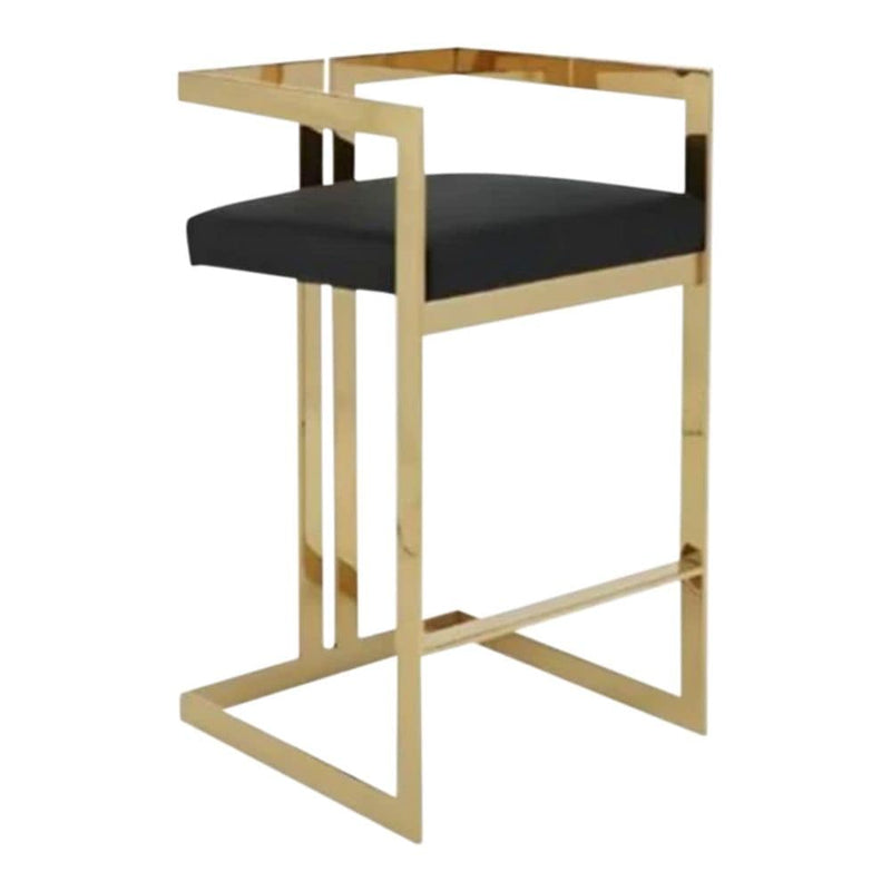 Black Cushioned Harvey Stool with Gold Frame Z0571