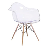 Clear Plastic Bucket Armchair with Wood Legs