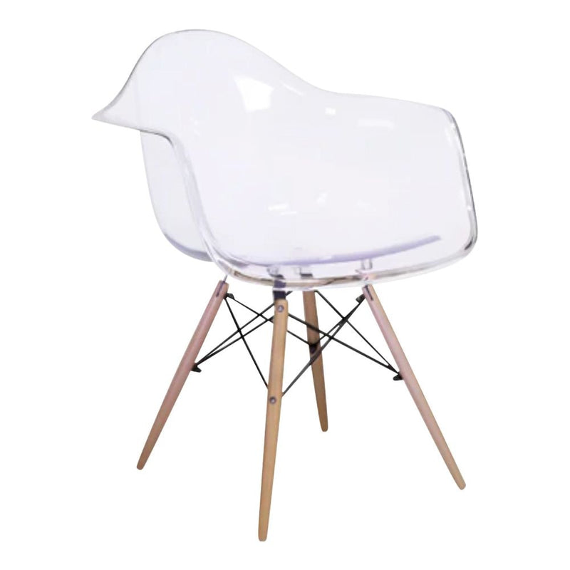 Clear Plastic Bucket Armchair with Wood Legs L5243