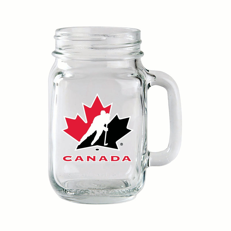 Glass Mason Mug, Reusable Drinking Jar with Handle, Clear, 14-oz U5814