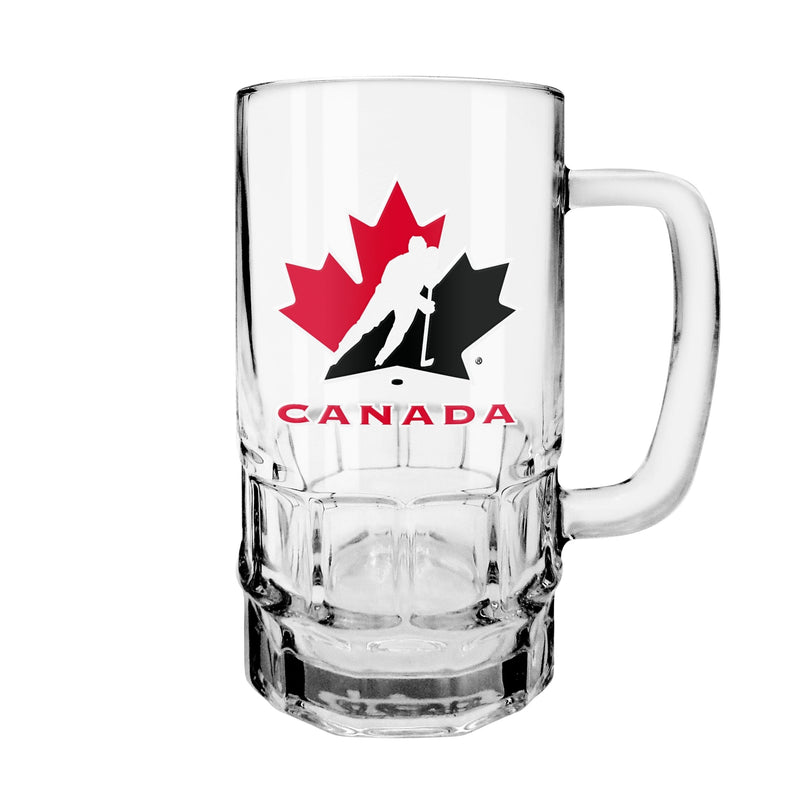 Reusable Glass Beer Stein, Classic Drinking Glass with Handle, Clar, 18-oz S6043