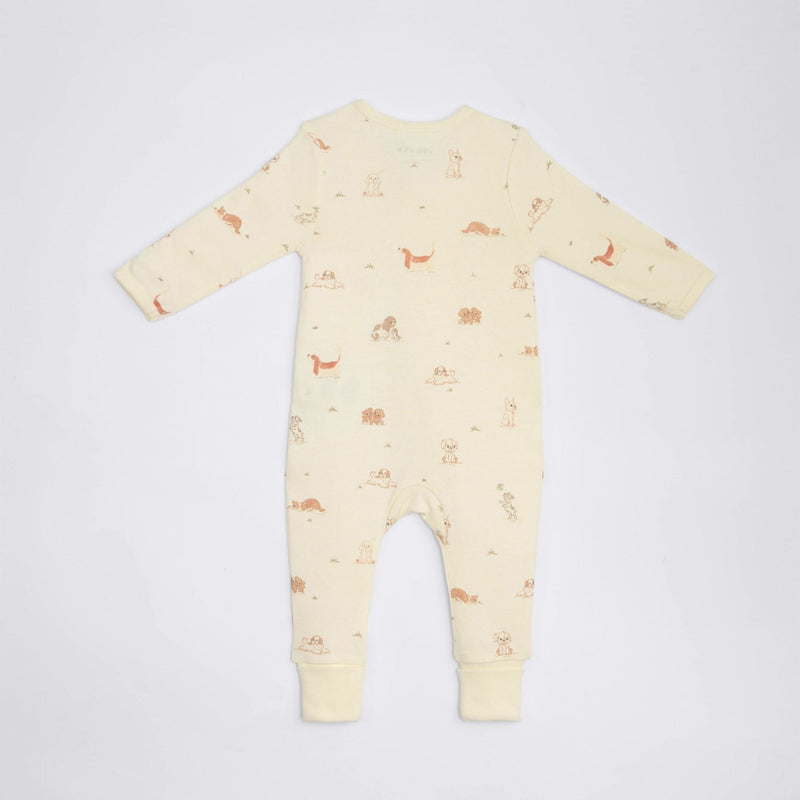 Dog Print Premium Organic Cotton Play and Grow Rib Foot Zippy, Various Sizes U0010