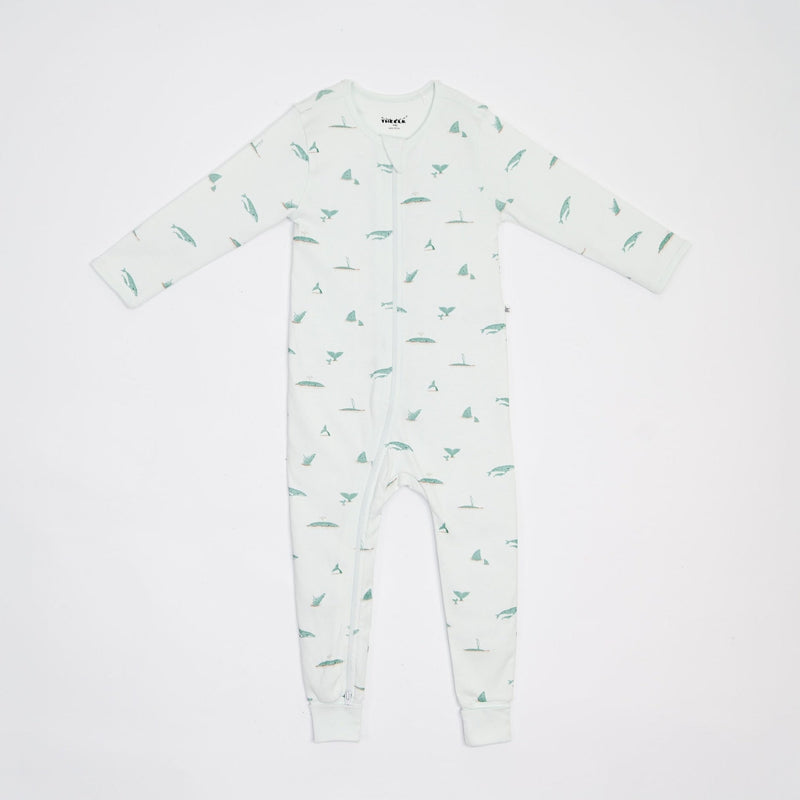Whale Print Premium Organic Cotton Play and Grow Rib Foot Zippy, Various Sizes W9866