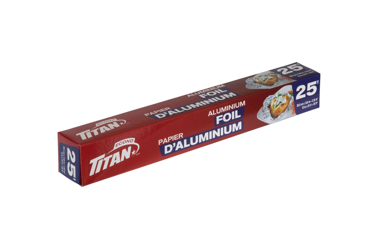 Aluminum Foil, 12-in x 25-ft, Kitchen Foil for Cooking/Baking & Grilling