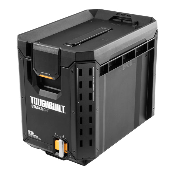 Half Portable Modular Plastic/Metal Tool Box with Inner Tray and 5 Dividers, IP65-Rated, Black T6753