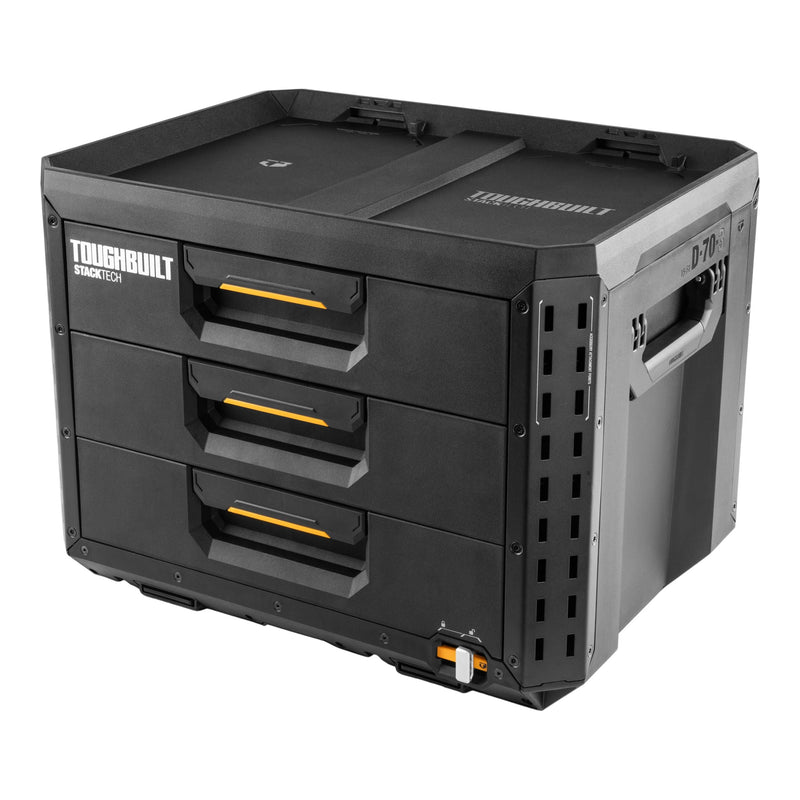 XL 3-Drawer Auto-Locking Portable Modular Tool Box, Black I2485