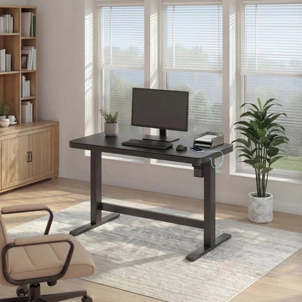 Tresanti Tessa 119.4 cm (47 in.) Adjustable Height Desk with LED Lighting, Black M3682