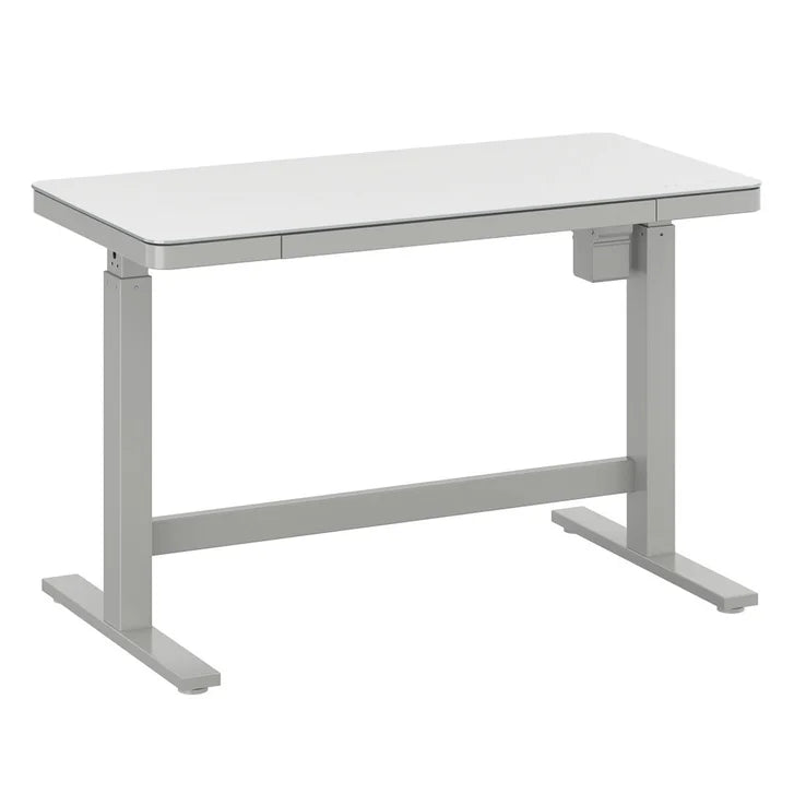 Tresanti Tessa 119.4 cm (47 in.) Adjustable Height Desk with LED Lighting, White A4695