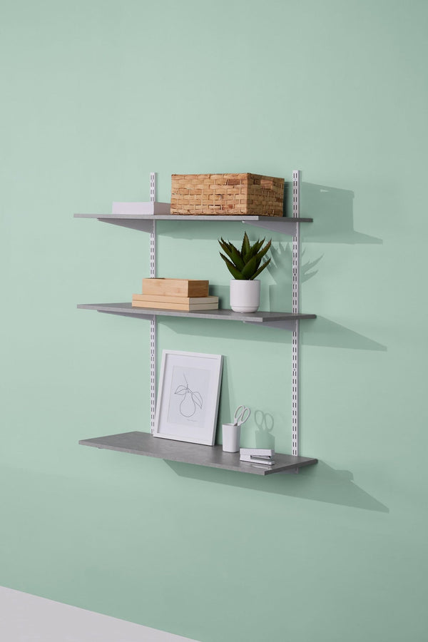 Floating Wall Shelf Board, Grey Concrete, 16 x 35-in C3628