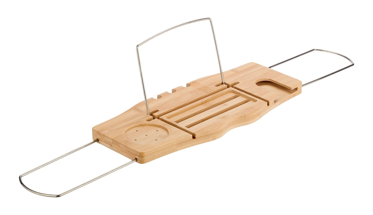 Over-The-Bath Bamboo Wooden Adjustable Bath Tub Tray