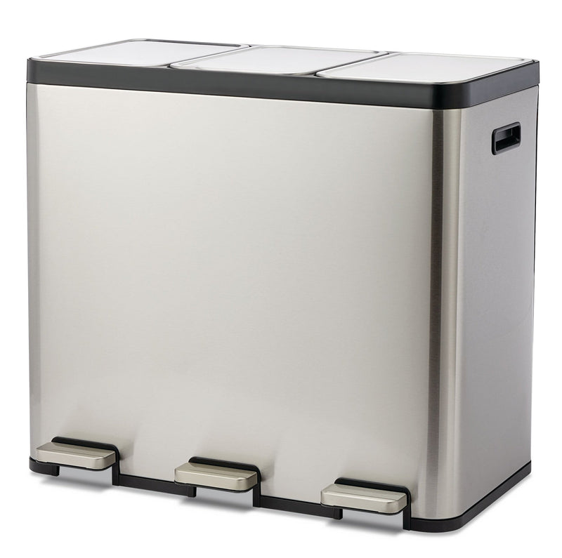 Tri-Sorter Stainless Steel Garbage Can, 3 x 20-L U9300