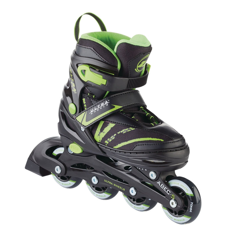 Adjustable Inline Skates, Green, Assorted Sizes U1663