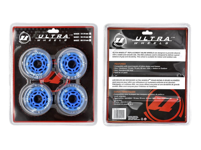 Inline Skates Replacement Wheels, Assorted Sizes, Blue, 4-pk H8073