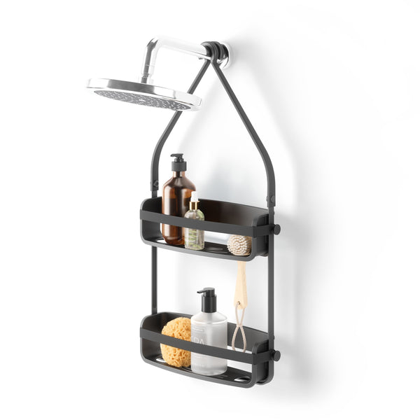 Flex Adhesive Rigid Plastic Shower Caddy, Black H7557