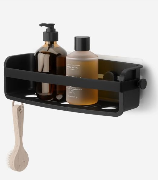 Flex Adhesive Shower Caddy Organizer Bin, Black U3812