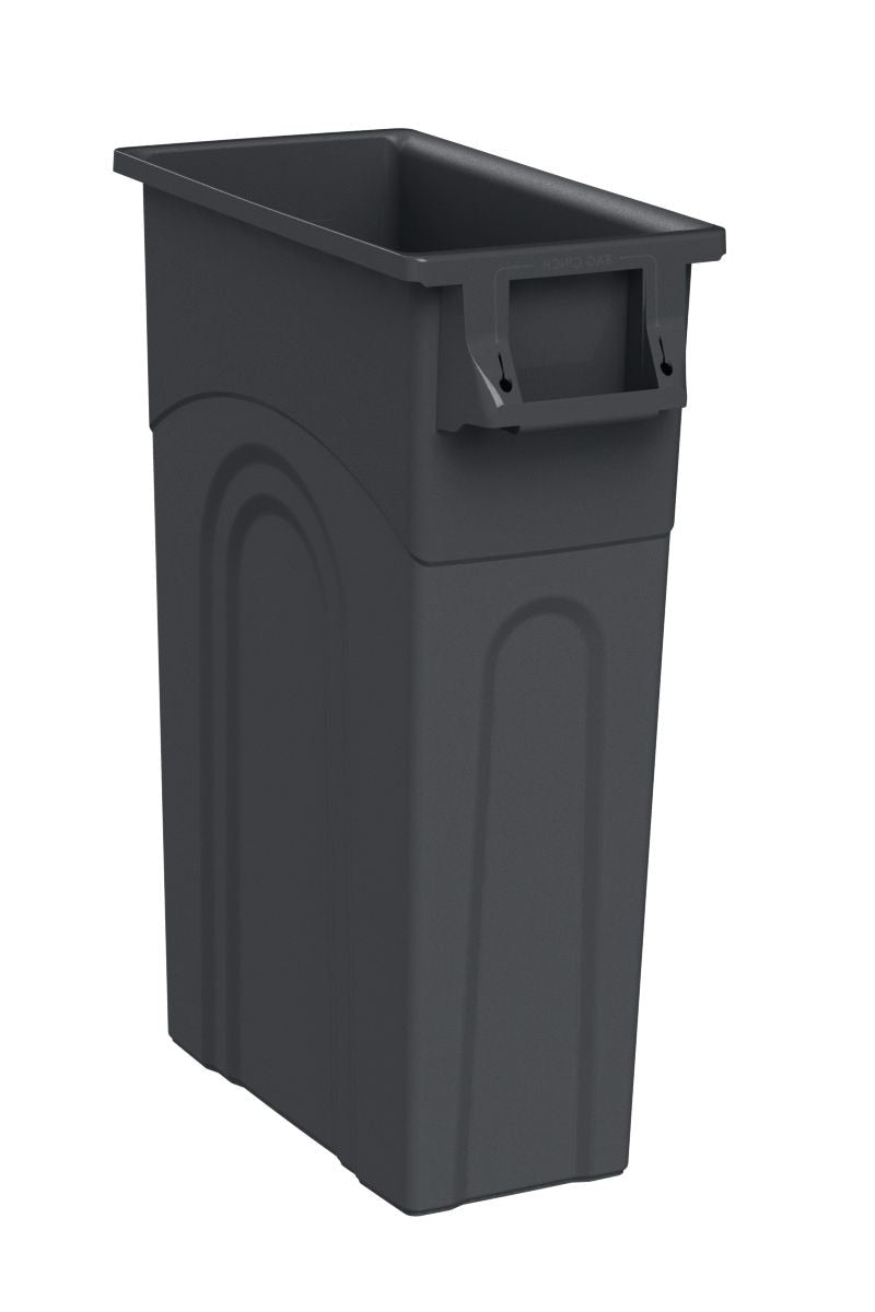 Plastic Tall Slim Rectangular Garbage Can, Black, 87-L U7000