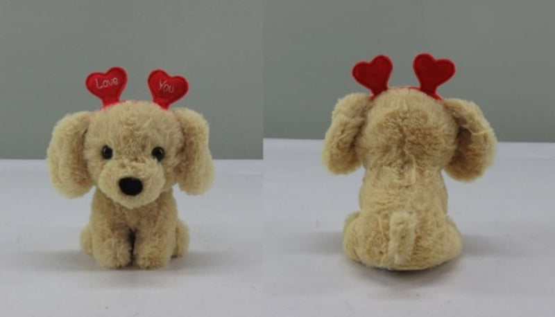 Valentine's Day Plush Dog with Heart Headband Gift for Valentine's/Anniversary Day, 6.5-in N8561
