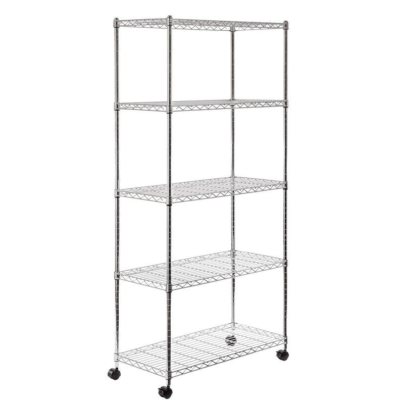 5-Tier Steel Wire Shelving, 30-in x 14-in x 60-in, Chrome I5569