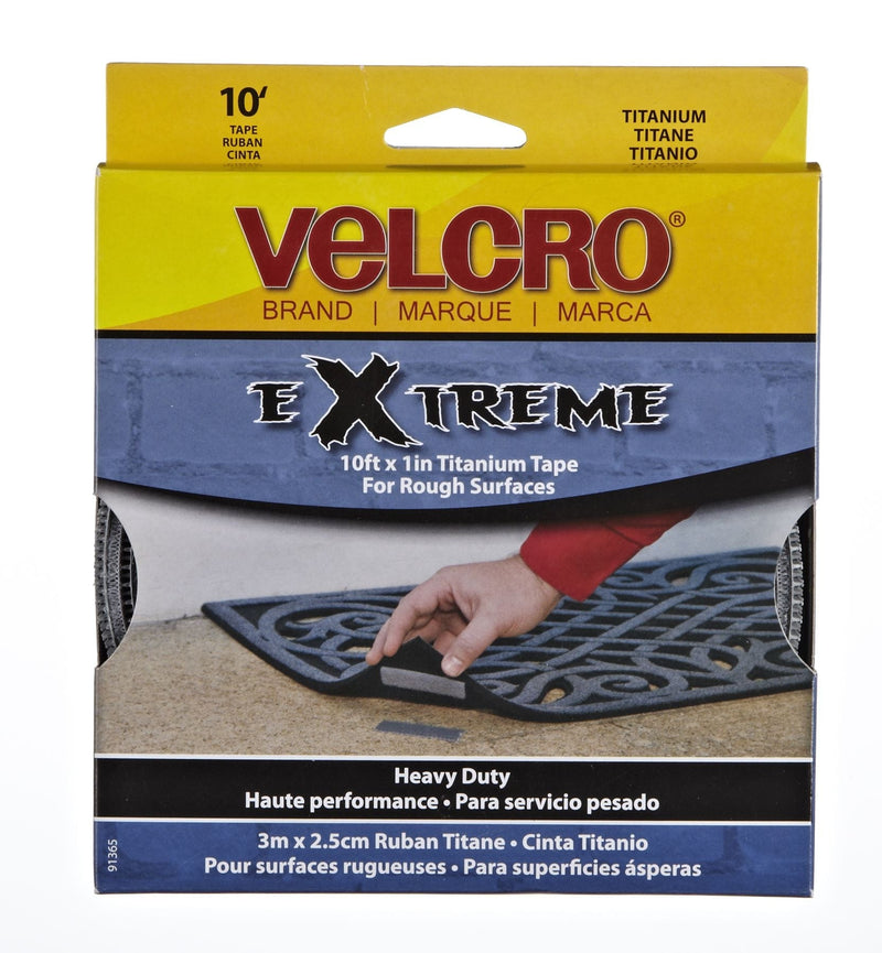 Hook-and-loop Heavy Duty UV-Resistant Extreme Titanium Strip Tape with Permanent Adhesive, 10-ft x 1in, 1-pk G8892