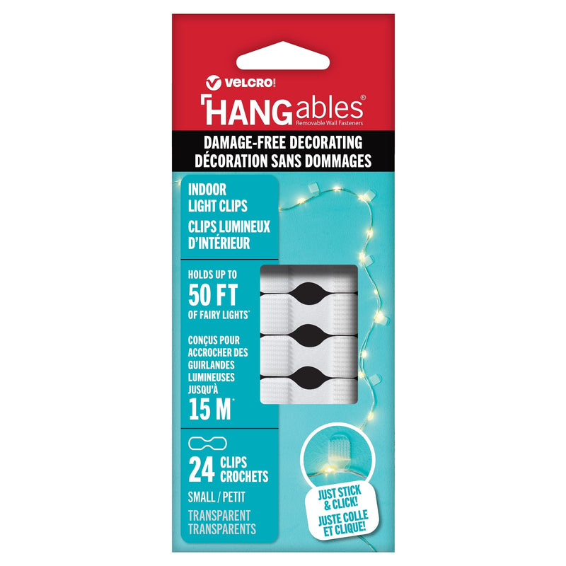 Hook-and-loop Indoor Light Clips Medium, 24pc, Clear Y9211