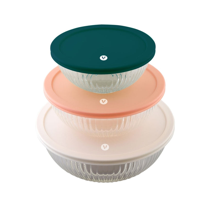 6 piece nesting glass bowl set with lids V5311