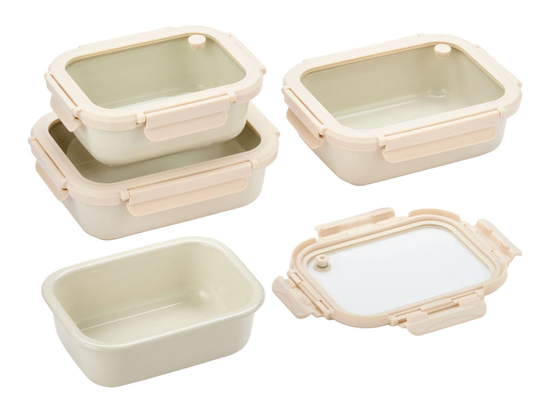 Ceramic Food Containers, Cream, 8-pc L8168