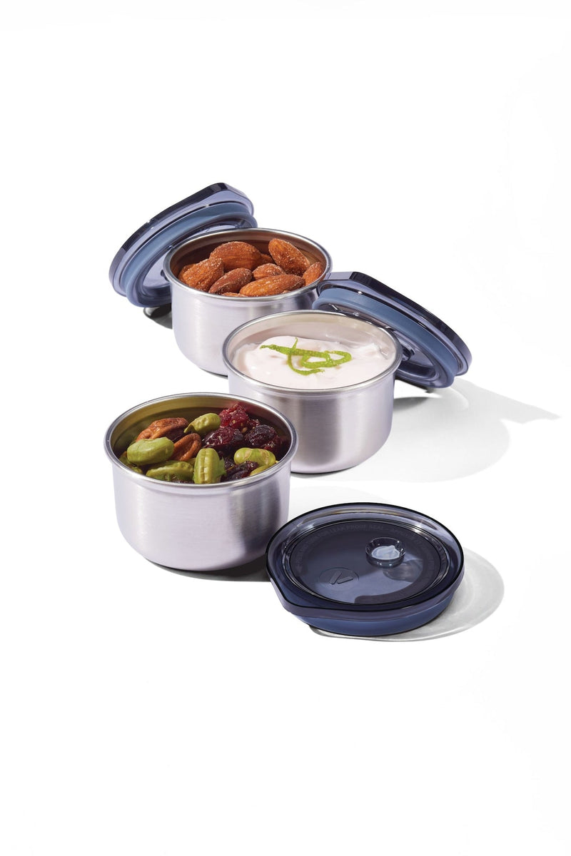 Leakproof Stainless Steel Mini Food Storage Pots and Lids, 3 Count G6553