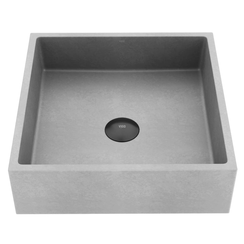 Alhambra Gothic Concreto Stone 15x15-in Deep Grey Bathroom Sink/Basin with Square Vessel C9322