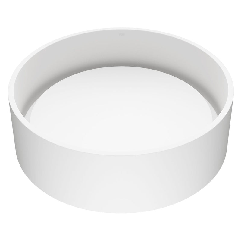 Anvil Matte Stone Round Composite Vessel Bathroom Sink/Basin with Deep Bowl, White K8494