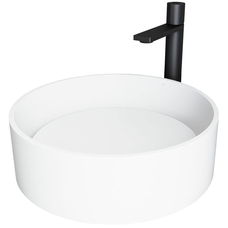 Anvil Round White Composite Bathroom Sink/Basin Set with Gotham Faucet and Pop-Up Drain I0919