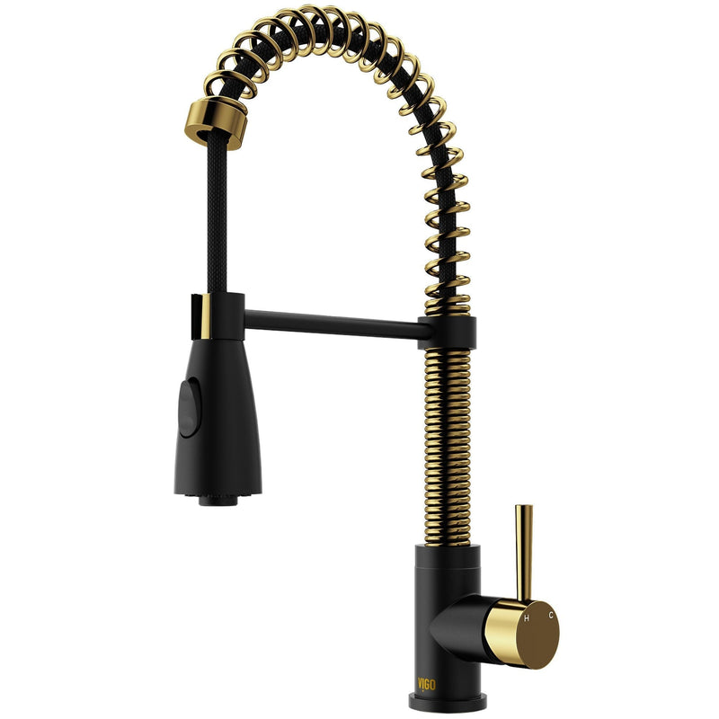 Brant 19-in Single-Handle Gold/Black Kitchen Faucet H6401