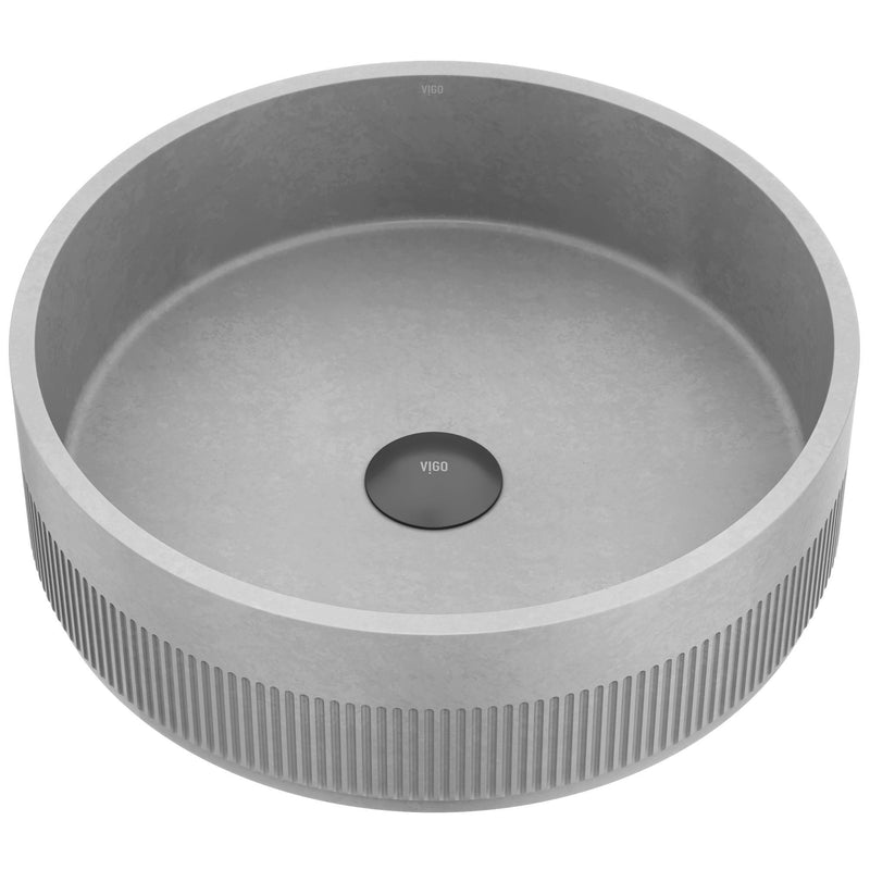 Cypress 16-in Deep Grey Bathroom Sink/Basin with Round Fluted Vessel I9419