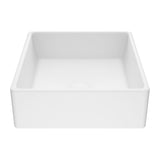 Dianthus Matte Stone Square Vessel Bathroom Sink, Above-Counter Installation, White