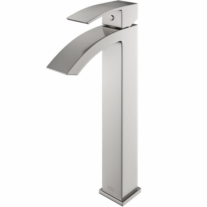 Duris Vessel Single Handle Vessel Sink Bathroom Faucet with Deck Plate, Brushed Nickel X3815