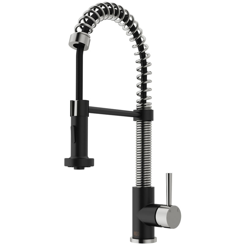 Edison Single Handle Pull Down Kitchen Faucet, Stainless Steel/Matte Black Z4436