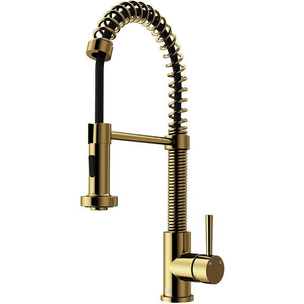 Edison Single Handle Pull Down Sprayer Kitchen Faucet, Matte Gold H6610
