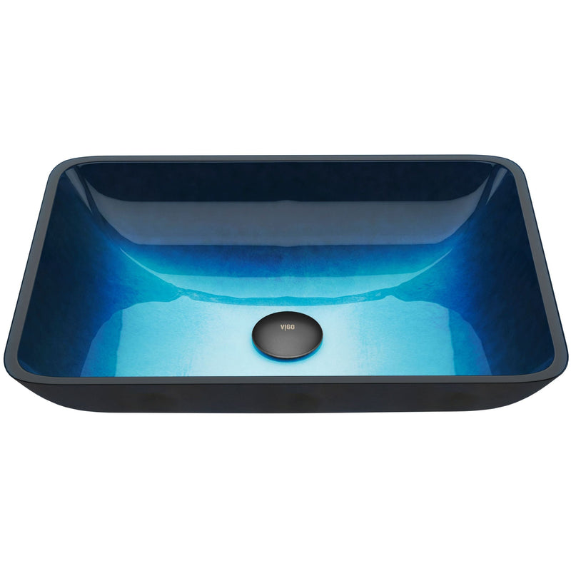 Glass Rectangular Vessel Bathroom Sink/Basin, Turquoise L8568