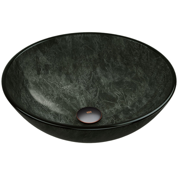 Glass Round Vessel Bathroom Sink/Basin with Deep Bowl, Gray S8592