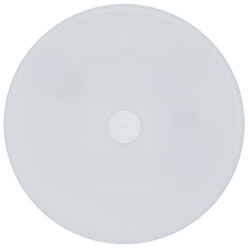 Glass Round Vessel Bathroom Sink/Basin with Rounded Edges & Deep Bowl, White A8617