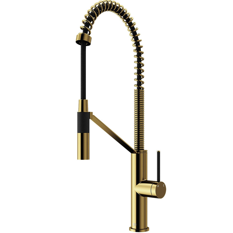 Livingston Single Handle Magnetic Pull Down Sprayer Kitchen Faucet with cFiber, Matte Gold T7918