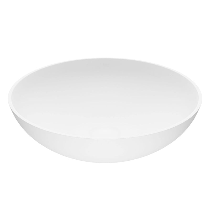 Lotus Matte Stone Round Composite Vessel Bathroom Sink/Basin with Deep Bowl, White L4711