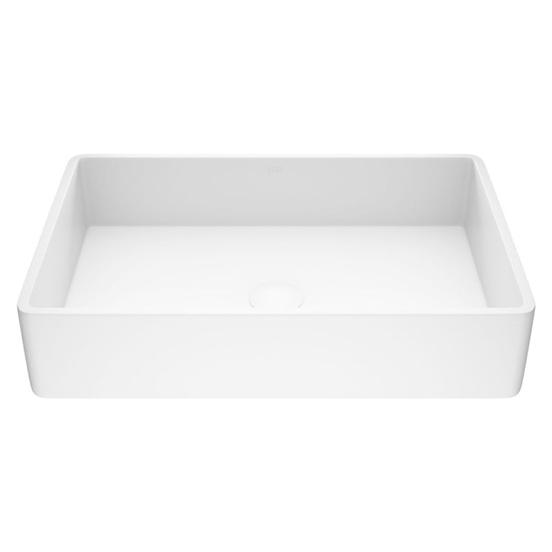 Magnolia Matte Stone Vessel Bathroom Sink/Basin with Deep Bowl, White E8732