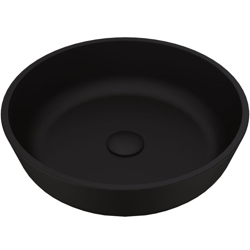Modus Glass Round Vessel Bathroom Sink/Basin with Rounded Edges & Deep Bowl, Black M9504