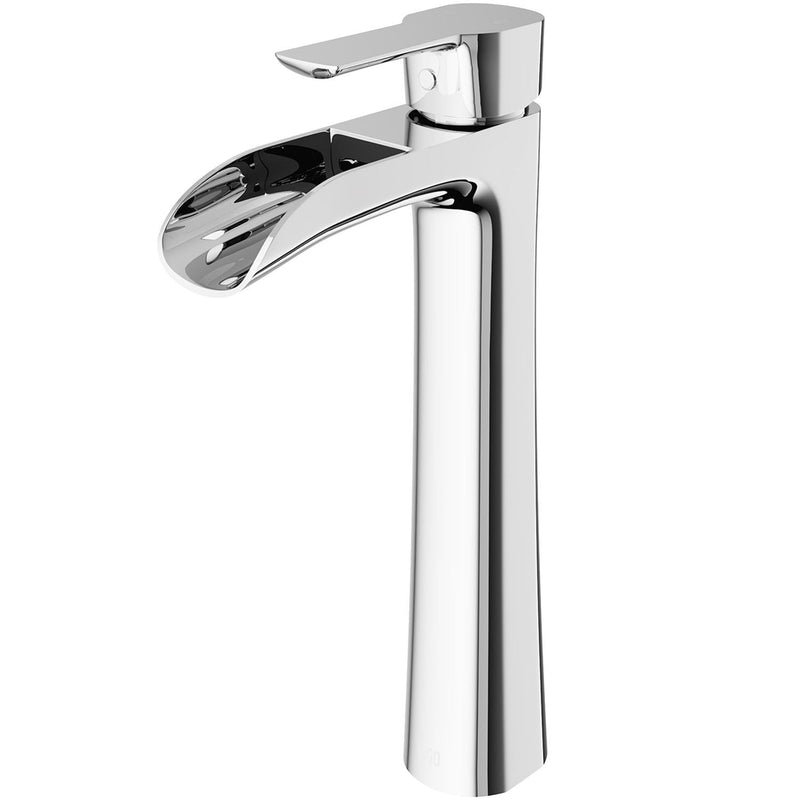 Niko Single Handle Vessel Sink Bathroom Faucet with Deck Plate, Chrome V6565