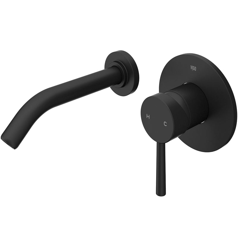 Olus Single Handle Wall Mount Bathroom Sink Faucet, WaterSense Certified, Matte Black S1860
