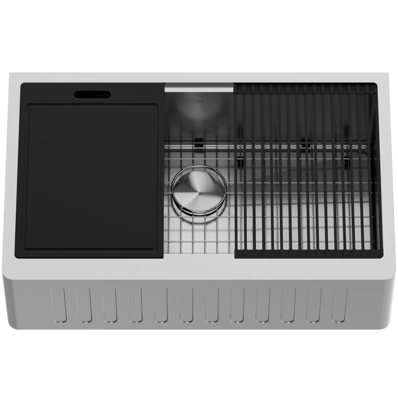 Oxford 1-Bowl Stainless Steel Apron Front Farmhouse Kitchen Sink with Accessories, 33-in R5532