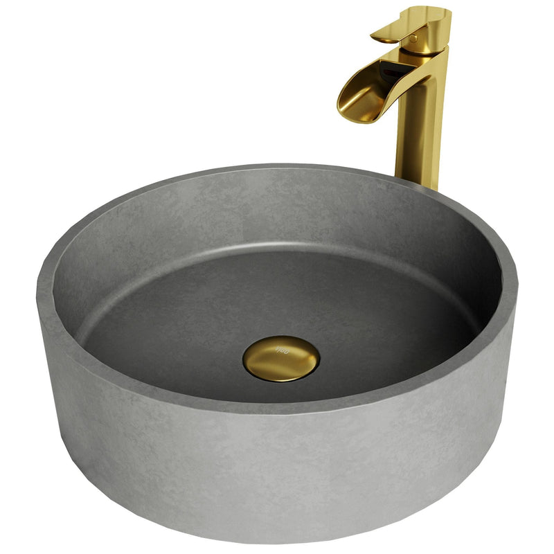 Palermo Gothic Ash Grey Bathroom Sink/Basin Set with Niko Faucet and Round Vessel N5514
