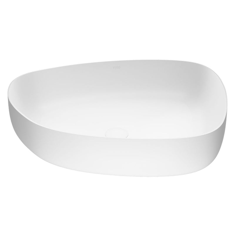 Peony Matte Stone Novelty Composite Vessel Bathroom Sink/Basin with Deep Bowl, White Z9188