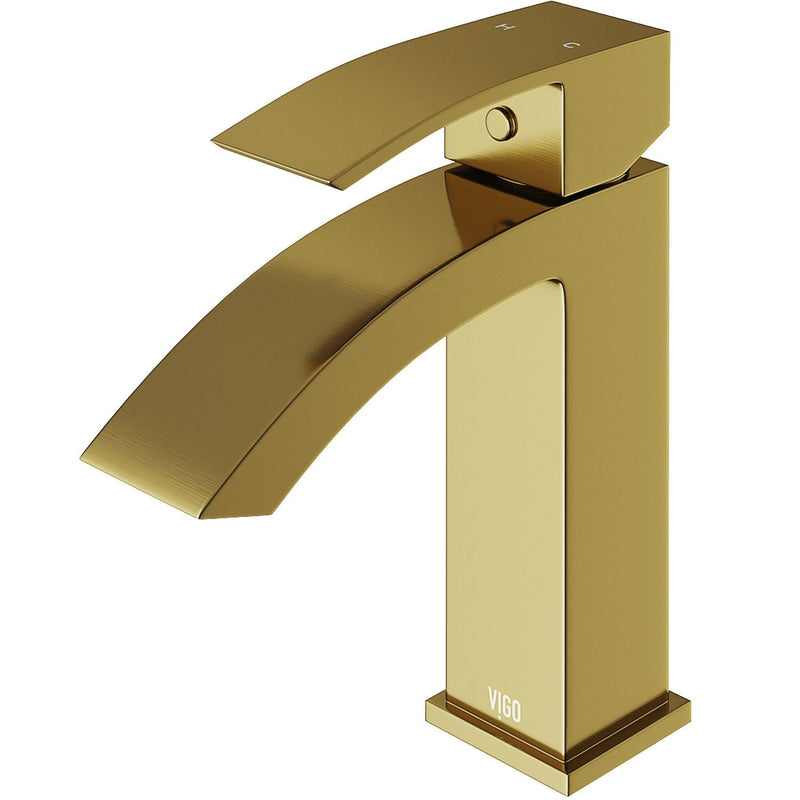 Satro Single Handle Single Hole Bathroom Sink Faucet, WaterSense Certified, Matte Gold T1592